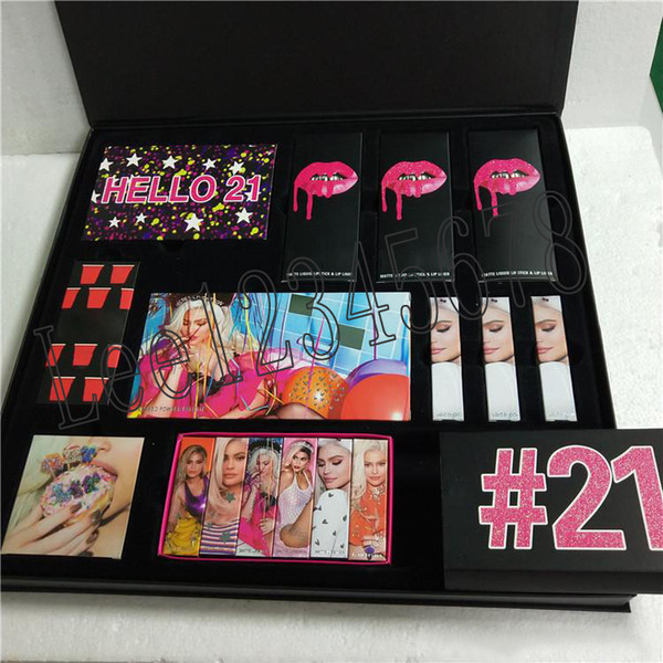 2018 new kylie Birthday collection makeup set hello 21 birthday lipstick set Birthday kit eyeshadow TWENTY ONE BUNDLE