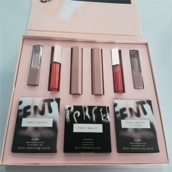 Hot feny beauty 9 colors, with powder cake, high gloss powder, lip gloss gift box set