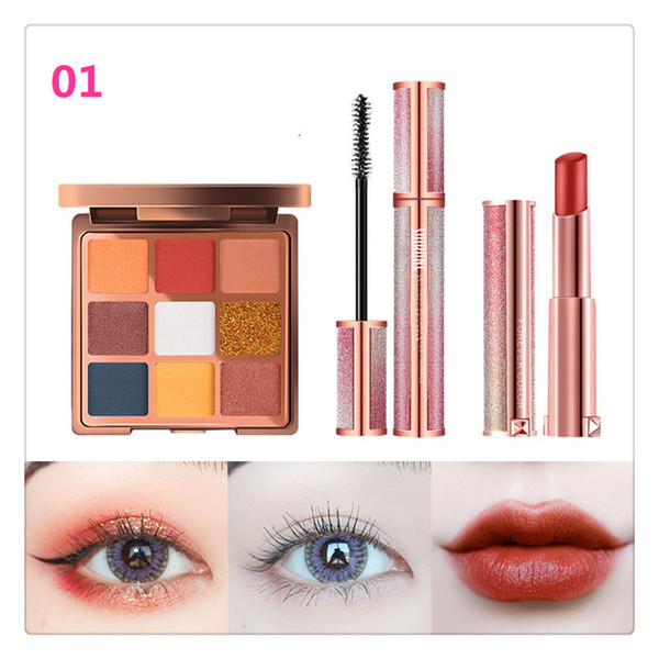 High-end Starry Sky Series Eyes Makeup Set Glitter Eyeshadow Palette Velvet Nude Matte Lipstick Mascara 4d Gifts Set