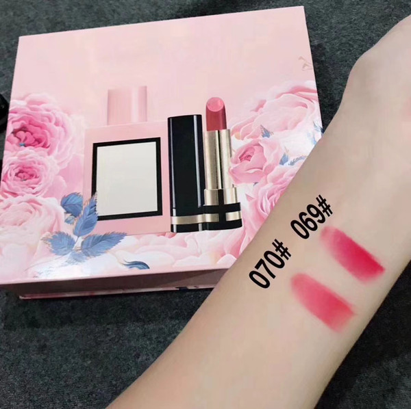 Promotion!HOT New makeup set rouge matte lipstick Perfume 3 in 1 cosmetic kit with Gift Box dhl Free shipping +GIF