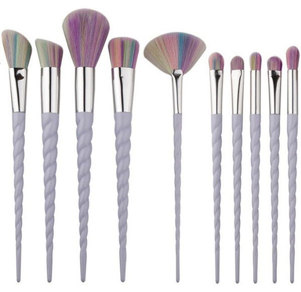 Unicorn Facial Foundation Contour Cosmetic 10 Pcs /set 2 colors options Eyelash Eye Shadow Eyeliner Lip Brush Makeup Brushes Set