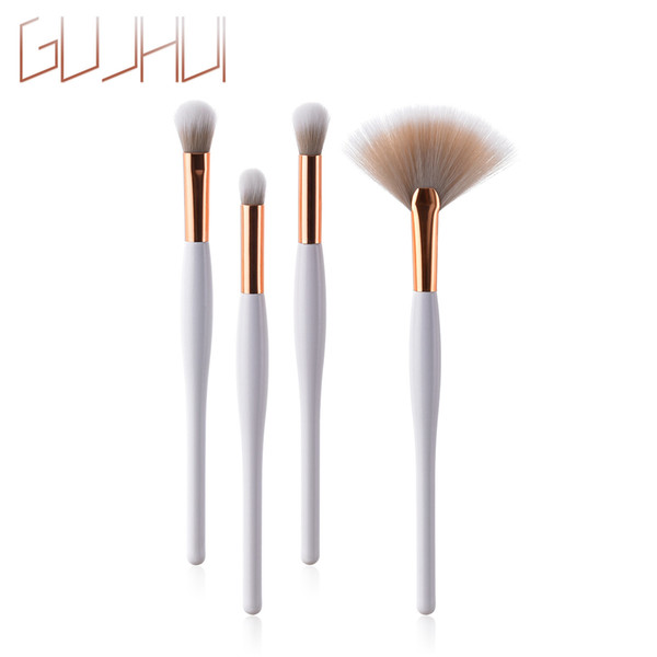 GUJHUI New Makeup Brushes 4PCS Set Make Up Brush Soft Synthetic Collection Kit with Powder Contour Eyeshadow Eyebrow Brushes