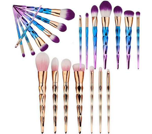 MAANGE 7pcs Unicorn Screw Diamonds Gourd Makeup Brushes Sets Colorful Professional Brushes Foundation Blush Cosmetic Brush Set Kit Tools