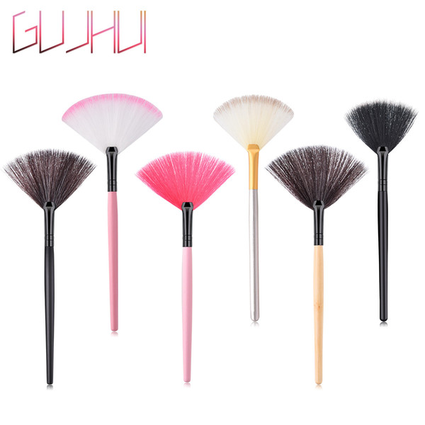 GUJHUI 1Pcs small Fan shape Makeup Brushes Cosmetics Foundation Powder Eyeshadow 6 color Makeup Brush Tools