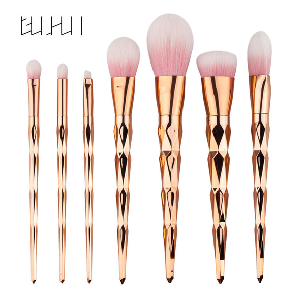 7pcs/set Makeup Brushes set Foundation Powder Eyeshadow Contour Blush Nose Rose Gold Professional Cosmetic Make up Tools