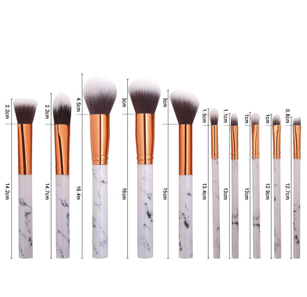 MAANGE 10pcs Professional Marble Makeup Brushes Soft Makeup Brush Set Foundation Powder Brush Beauty Marble Make Up Tools