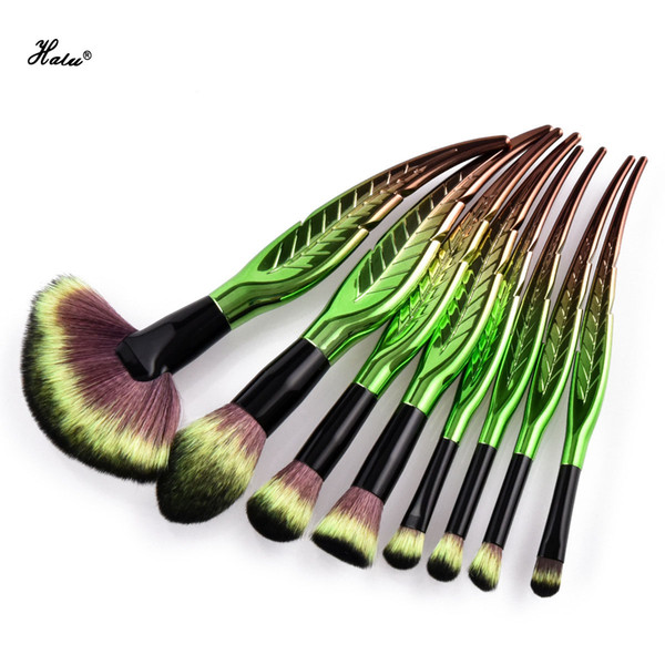 Halu Professional Leaf Makeup Brushes Set 8/10pcs Leaf Foundation Brush Blush Blending Eyeshadow Cosmetic Brushes Set