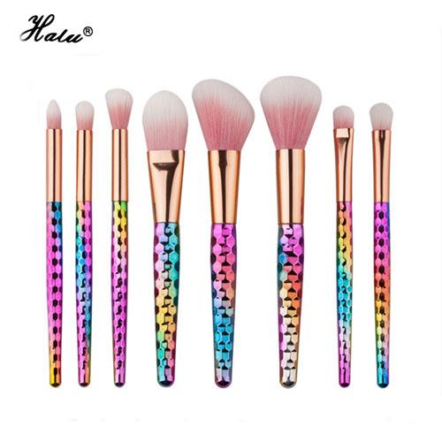 8pcs Honeycomb Professional Makeup Brushes Set Foundation Powder Brush Blusher Unicorn Popcorn Make Up Brushes Tools