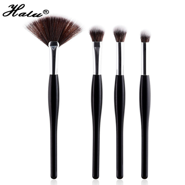 Halu Professional Gourd Makeup Brushes Set 4pc Black White Fan Brush Set Powder Eyeshadow Makeup Cosmetic Brushes Set