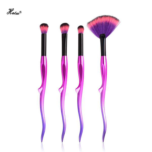 Halu Mermaid Eyeshadow Makeup Brushes Set 4pcs Purple Siren Yaksha Concealer Nose Fan Cosmetic Brushes Sets Kits