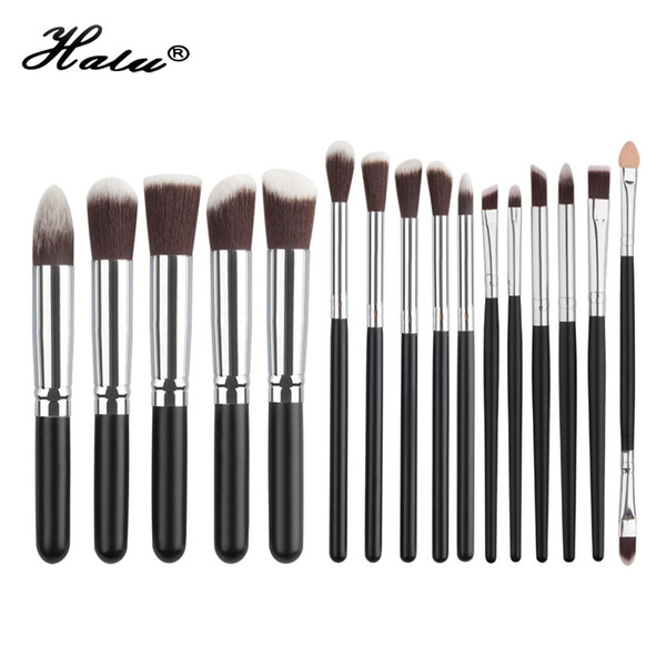 Halu Profssional Wooden Foundation Makeup Brush Set 16Pcs Powder Eye shadow Blush Makeup Cosmetic Brushes Set