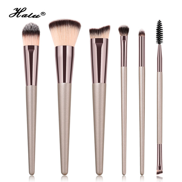 Halu 6pcs Professional Foundation Makeup Brushes Set Soft Face Cosmetic Loose Powder Contour Concealer Eyebrow Brushes Set