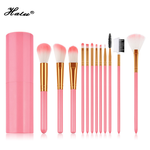 Halu 12pcs Bucket Professional Foundation Eyeshadow Makeup Brush Set Pincel Maquiagem Cosmetic Loose Powder Cream Brush Set