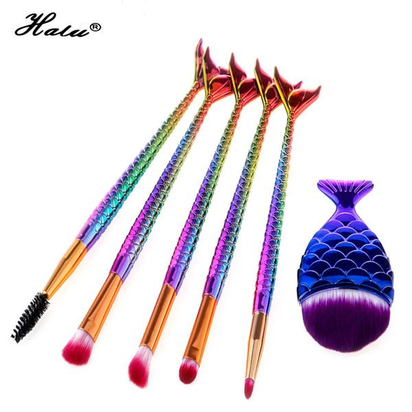 Halu Purple Mermaid Professional Cosmetic Makeup Brushes Set Blending Powder Eyeshadow Concealer Brush