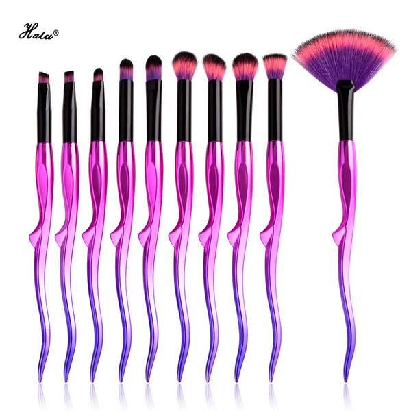 Halu 10pcs Mermaid Yaksha Eyeshadow Makeup Brushes Set Porfessional Cosmetic Siren Concealer Nose Lips Brushs Set