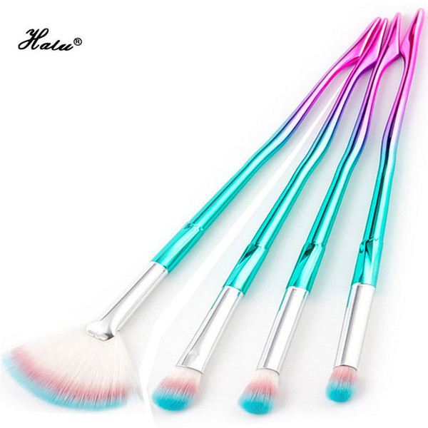 Halu Eye Fan Makeup Brushes Set Model Leg Powder Blending Eyeshadow Concealer Cosmetic Brush Sets Makeup Tool Kit 4pcs