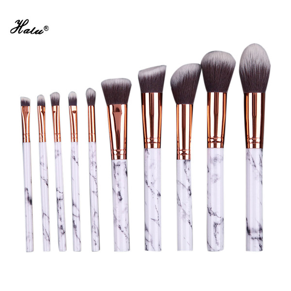 Halu 10Pcs Marble Texture Makeup Brush Eyes Concealer Marble Makeup Brushes Set Powder Foundation Eyeshadow Cosmetic Tools