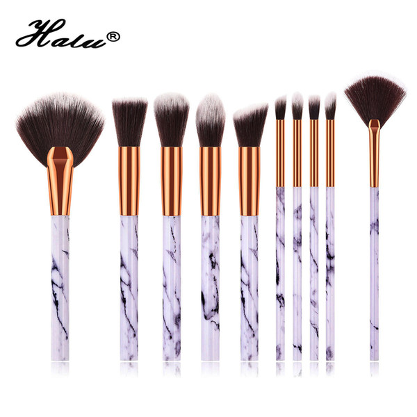 Halu 10Pcs Marble Texture Makeup Brush Powder Foundation Eyeshadow Cosmetic Tools