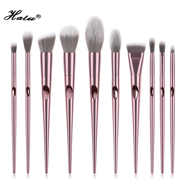 Halu 10Pcs Professional Heart Powder Makeup Brushes Set Eyeshadow Blusher Blending Powder Smudge Brush