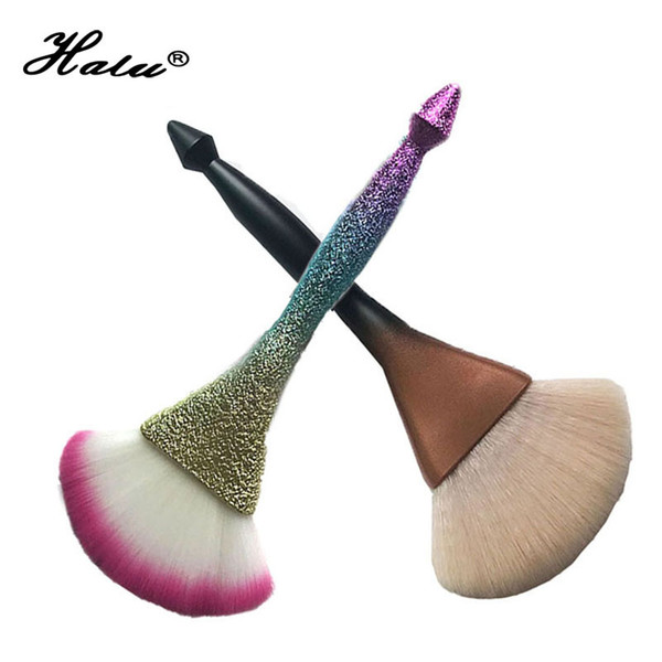 HaLu Unicorn Makeup Fan Brush Super Soft Large Cosmetic Blush Bronzer Brushes Cosmetic Make Up Brush Liquid Foundation Makeup Tool