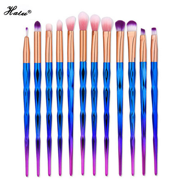 Halu 12Pcs Unicorn Diamond Mermaid Brushes Set Professional Soft Foundation Brush Eyeshadow Lip Powder Cosmetic Brush Set