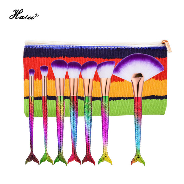 7PC HOT Mermaid Makeup Brushes Blending Powder Foundation Contour Beauty Brush Pro Cosmetic Tool