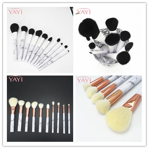 10Pcs Marbling Professional Makeup Brushes Marmor Design Brush Kit Cosmetics Eye&Face With Plastic Handle Goat Hair Brush Set