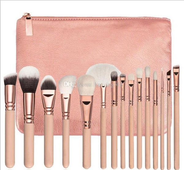 Brand high quality Makeup Brush 15PCS/Set Brush With PU Bag Professional Brush For Powder Foundation Blush Eyeshadow Free Shipping