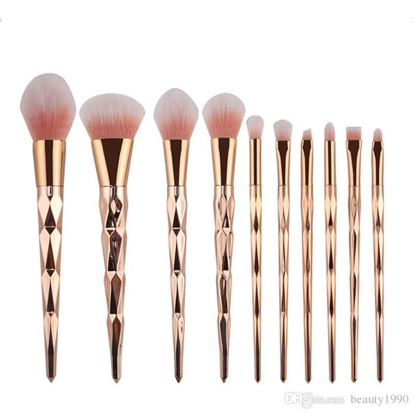 10X/Set Makeup Brush Set Professional Blush Powder Eyebrow Eyeshadow Lip Nose Rose Gold/Colorful Blue Blending Make Up Brush Cosmetic Tools