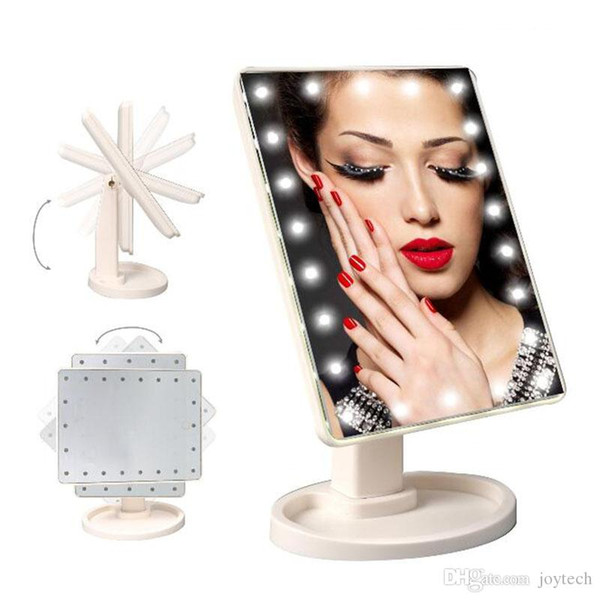 New! LED Touch Screen Makeup Mirror Professional Vanity Mirror With 16/22 LED Lights Health Beauty Adjustable Countertop 360 Rotating