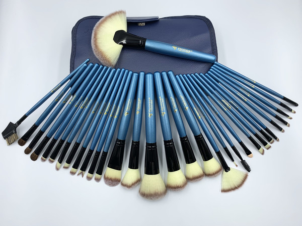 Veninow 32pcs Makeup Brushes Sets horse hair and synthetic fiber with Leather pouch in Proffesional Veninow Brand