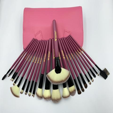 24pcs Makeup Brushes Sets horse hair and synthetic fiber with Leather pouch in Proffesional Veninow Brand