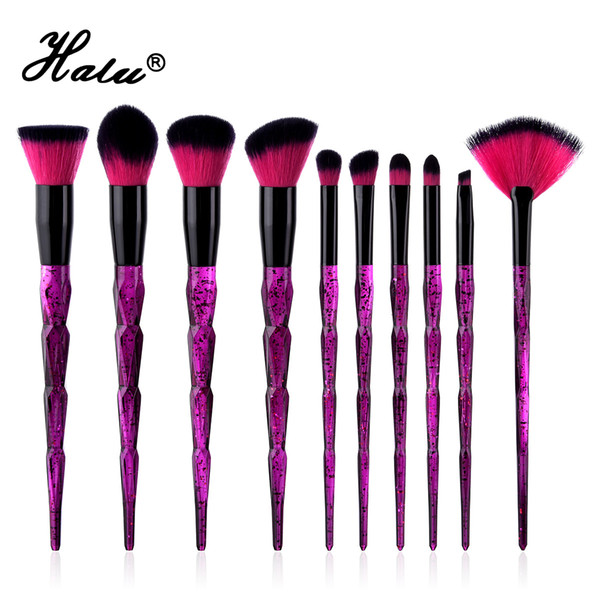 Halu Unicorn Diamond Makeup Brushes Set Starry Sky Foundation Blending Eyeshadow Lip Brush Set Cosmetic Brush Set 10Pcs