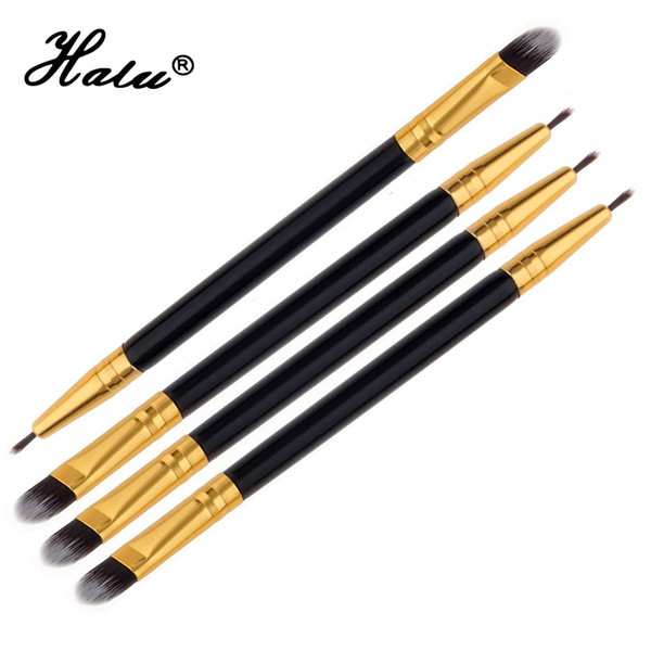 HaLu natural bamboo double ended eyeliner eyeshadow brush Beauty blending eyeliner lip brush multi-purpose make up concealer brush