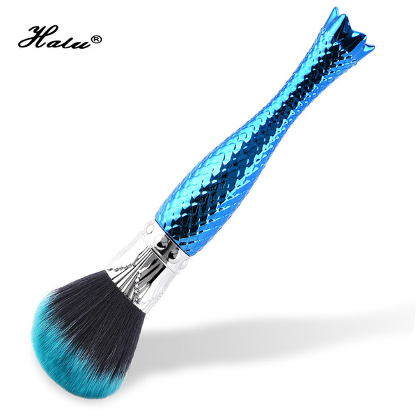 HaLu Blue Mermaid Power Makeup Brush Super Soft Single Beauty Cream Concealer Blush Brushes Large Cosmetics Aluminum Brushes