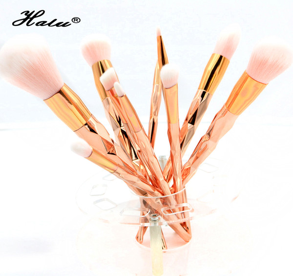 New Dazzle 10Pcs Unicorn Diamond Makeup Brushes Kit Set Powder Foundation Eyeshadow Eyeliner Lip Brush Cosmetic Tools Diamond Shape Handle