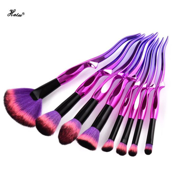 Halu 8/10pcs Mermaid Yaksha Makeup Brushes Set Foundation Eyeshadow Siren Make Up Brushes Blending Cosmetic Brushs Set