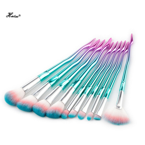 Halu 4/10Pcs Hot Model Leg Make Up Brushes Set Foundation Blush Blending Eyeshadow Cosmetic Makeup Brush Sets Tool Kit