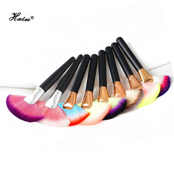 HaLu Colorful Single Large Fan Shape Makeup Brushes Foundation Loose Powder Blush Professional Powder Sector Makeup Brush