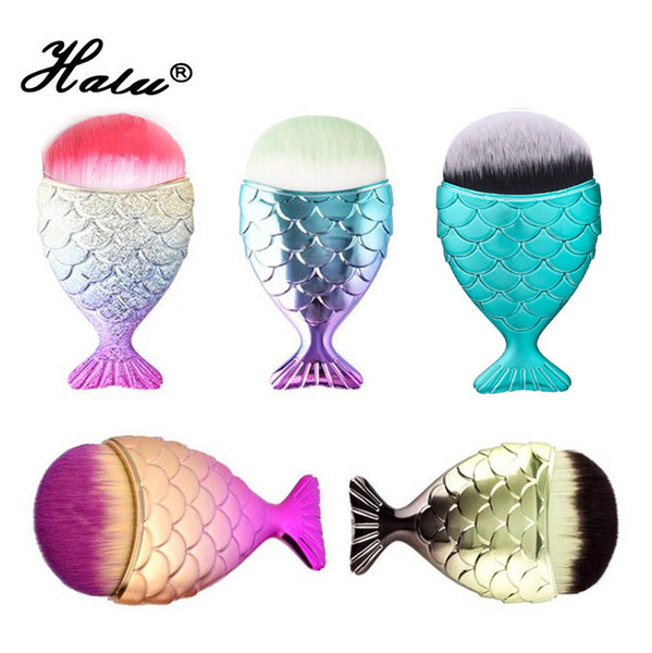 Halu Single Mermaid Shape Makeup Brushes Fish Tail Foundation Powder Make Up Brushes Contour Blending Cosmetic Brushes