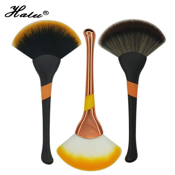 HaLu Single Fan Makeup Loose Power Brush Rose Gold Super Soft Beauty Cosmetic Cream Contour Blush Bronzer Brush