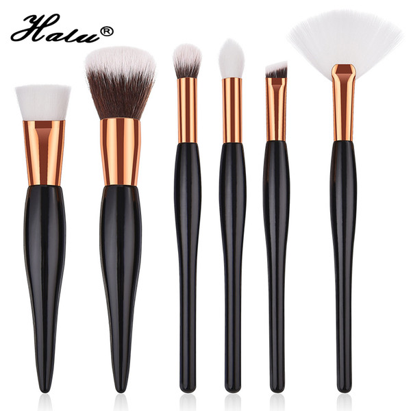 Halu Professional Gourd Makeup Brushes Set 6pc Black Powder Blush Cosmetic Brushes Set Contour Blender Makeup Tool Kits