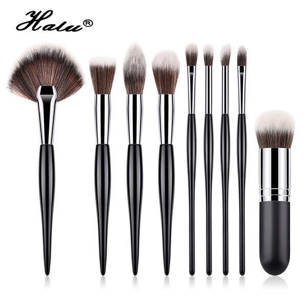 Halu Professional Gourd Makeup Brushes Set Powder Eyeshadow Makeup Brush 9pcs Black White Fan Brush Set Cosmetic Brushes Set