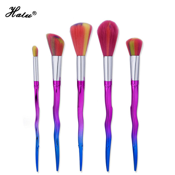 Halu 5pcs Purple Sword Unicorn Makeup Brush Set Pincel Maquiagem Professional Cosmetic Foundation Powder Brush Set