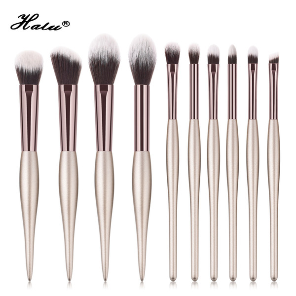 Halu Professional Gourd Makeup Brushes Set Eyeshadow Makeup Brush 10pcs Coffee Gold Powder Brush Set Cosmetic Brushes Set