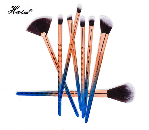 Halu 8pcs Mermaid Brush Set Mix Blue Fish Scale Handle makeup brushes Kit Make up maquiagem Eyeshadow Blush Cosmeitc