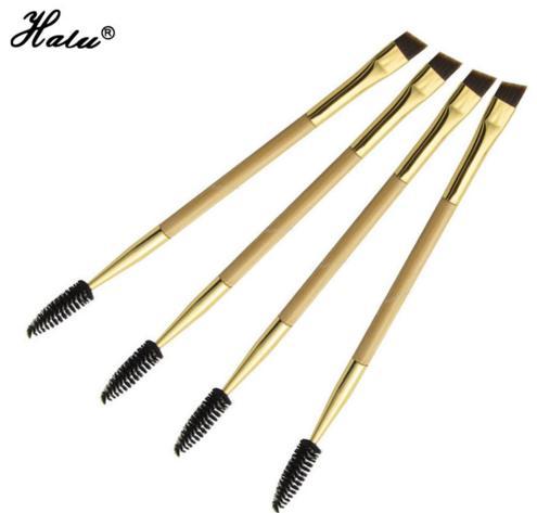 Halu Double Ended Eyebrow Brush Beauty Double Bamboo Makeup Brushes Blending Mascara Eyelash Lashes Eye Brush Cosmetic Make up Tools