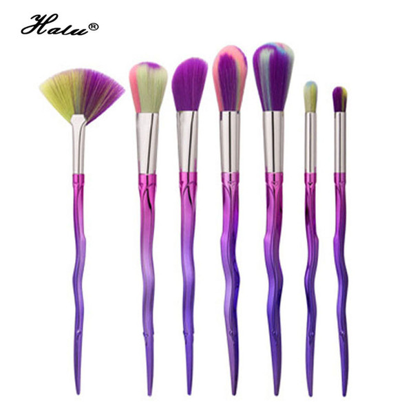 Halu 7Pcs Thin Waist Purple Sword Handle Makeup Brushes Set Foundation Blush Blending Eyeshadow Cosmetic Tool Kit