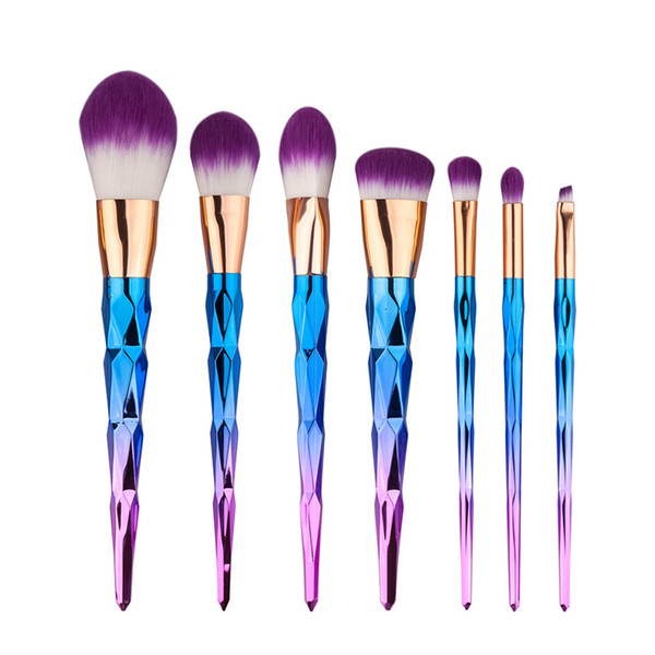 Gemtotal Makeup Brushes Set 7-Pieces Foundation Concealer Contour Kabuki Blush Lip Eyeshadow Synthetic Hair (Blue-purple) free shipping