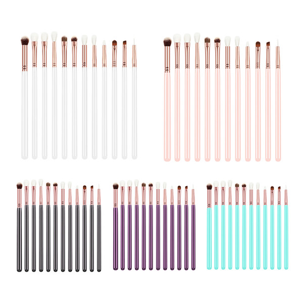 12Pcs Cosmetic Eyebrow Eyeshadow Brush Best Eye Makeup Brushes Sets Kits Tools with Synthetic Hairs, Wooden Handle for Eyeshadow, Eyebrow